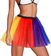 [Jewemia] Adult Women Tutu Skirt Running Tutu Neon Tutu Skirts Layered Tulle Tutu Colorful Party Outfit Rave Running Costume
