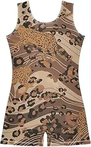 [ODAWA] Leopards Toddler Unitard Biketard Clothes, Gymnastics Suit for Girls 2-10T