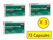 Codral Generic Cough, Cold & Flu Day/Night PE Effective Relief 72 Capsules