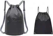 GYWHOOFT Drawstring Backpack Bag,2 Pcs Drawstring Backpack Waterproof Drawstring Bags Gym Bags,Drawstring Gym Backpack String Bag,Drawstring Backpack Water Resistant String Bag Sports Gym Bag(Black)