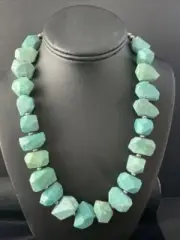 Amazonite Chunky Navajo Pearls Sterling Silver Bead Necklace 20” 1733