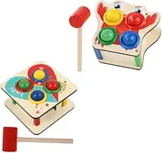 CORHAD 2Sets Wooden Beating Plaything Cognitive for Develops Hand Eye Coordination and Arm Muscles Safe Design with No Burrs Lightweight Easy to Grip for Little Hands