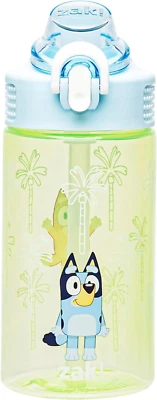 Sage Bluey Kids Water Bottle for School or Travel, 16Oz Durable Plastic Water Bo