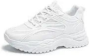 [DOBRVVGT] Sports Women's Shoes Spring Summer Autumn New Thick Sole mesh Surface Breathable Running Shoes Students Light White Shoes