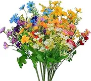 6 Pcs Artificial Flowers, Decorative Artificial Silk Flowers, Silk cloth Faux Fake Daisy Wildflowers, Greenery Shrubs Bushes Flowers Plants Bouquets for Indoor Outdoor Use, Home Decorations