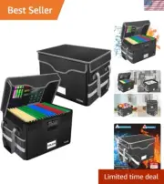 Durable Fireproof Document Box with Adjustable Handle - 2 Pack for Easy Access