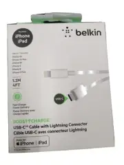 belkin Fast Charge USB-C Cable with Lightning Connector for iPhone & iPad White