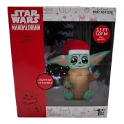 Gemmy 3.5' LED Christmas Inflatable Child Grogu Candy Cane Baby Yoda Star Wars.