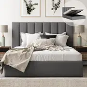 Celine Double Charcoal Storage Gas Lift Bed Frame