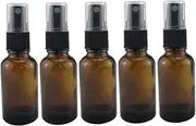 FIXOSHEE 5pcs Refillable Glass Emulsion Bottles Brown Lotion Containers Black Pump for Travel Home Camping Practical Cosmetic Storage