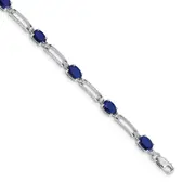 14k White Gold Natural Diamond and Sapphire Bracelet