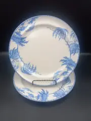 2016 POTTERY BARN "SOPHIA" Pattern Pair DINNER PLATES Blue White Crazed Trees