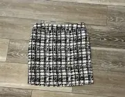 NWT ANN TAYLOR SZ 6P 6 P WHITE & BLACK PLAID SKIRT OFFICE WEDDNG PARTY ETC