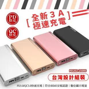 限時免運優惠【台灣製造】25000 Series PD3.0/QC3.0 液晶顯示快充行動電源/超大容量