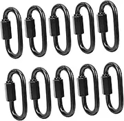 GANAZONO 10Pcs Heavy Duty Carabiner Clips Iron Chain Links for Outdoor Camping Locking Climbing Accessories Quick Links for Ropes and Chains Wear Resistant Smooth Surface