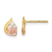 Madi K Kid's Earrings 14k Yellow and Rose Gold CZ Flower Post Stud