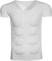 [ARSAVDCG] False Muscle Chest T-Shirt for Men, Breathable Soft Invisible Simulation Compression Shoulders Padded Underwear