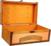 SOPOTUTU Vintage Wooden Storage Box with Lock Retro Desktop Treasure Chest for Home School and Cafe Decor for Jewelry Documents and Keepsakes