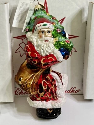 Radko TREE TRIMMIN SANTA Ornament 00-199-0 LARGE 9" Fir Spruce Tree NWT