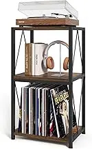 Record Player Stand, 3 Tier End Table with Vinyl Record Storage, Record Player Table with Storage, Turntable Stand for Vinyl Player, Vinyl Record Holder for Living Room, Bedroom