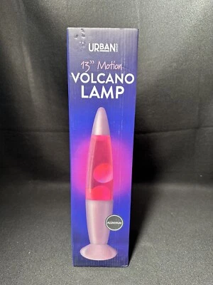 Urban Shop 13” Motion Volcano Lava Lamp Colorful Pink Wax Liquid Aluminum Base