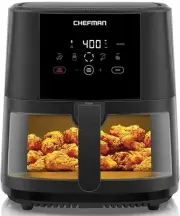 Compact 8 Qt TurboTouch Air Fryer with Non-Stick Basket - Family-Friendly Design