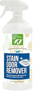Only Natural Pet Stain & Odor Remover - Mandarin Orange & Green Tea Scent Eliminates Odors Organic Enzyme Formula for Carpets Floors & Upholstery - 24 Fl Oz Spray