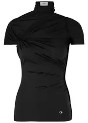 Coperni Cut-out Ruched Stretch-jersey top - Black - XL XL