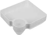 COLLBATH Set of 5 Sushi Dipping Plates with Sauce Compartment Dumpling Plate Chips and Dip Serving Platter White Easy to Clean and Store