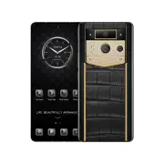 METAVERTU 2nd Generation Luxury Custom-Made Gold Plain Weave with Diamond Black Alligator Web3 AI Phone