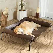 RRPETHOME Large Elevated Cooling Dog Bed, Raised Cot for Dogs, Outdoor Chew Proof Portable Pet Cot With Skid-Resistant Feet, Breathable Mesh Frame