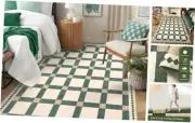 Checkered Green Washable Rugs 5x7 for Living Room Stain Resistant Dining Room
