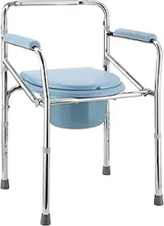 3In1 Commode Chair Shower Seat for Toilet Bathroom Bedside Height Adjustable Over Toilet Seat with Arms Removable Bucket for Senior and Disable