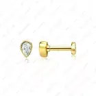 Diamond Drop Cartilage Piercing Earring Tragus Piercing,Labret Flat Back 14kGold