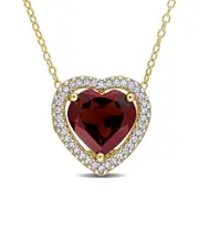 Rina Limor Silver 4.03 ct. tw. Garnet Heart Necklace