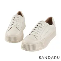 在飛比找蝦皮商城優惠-山打努SANDARU-小白鞋 真皮素面綁帶厚底休閒鞋