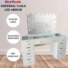 WHITE GLASS TOP MAKE-UP DRESSER TABLE WITH LED MIRROR WITH DRAWER KLDS11-P