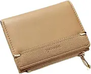 [FOMIYES] Ladies Wallet Purse Stitch Purse Wallet Women Money Bag with Zipper Bag Small Pouch Mini Pouch Women Card Holder Brown