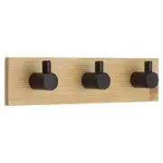Wood Wall Hook, Self Adhesive Hooks, Matte Black (Square, Triple Hook)