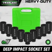 SWANLAKE 9Pc 1/2" Deep Impact Socket Set Metric 29mm-38mm 6-Point Large Sockets
