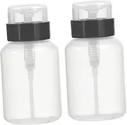 FOMIYES 2pcs Nail Polish Remover Bottle Travel Bottle Pump Dispenser Bottle Push Down Liquid Dispenser Empty Lockable Pump Dispenser Pumping Bottle Travel Pump Bottle Liquid Storage Bottle