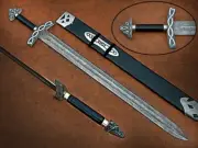 03 Custom Handmade Damascus Full Tang Northman Viking Swords With Scabbard