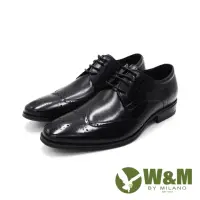 在飛比找momo購物網優惠-【W&M】男 氣墊感雕花綁帶皮鞋 男鞋(黑)