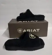 Ariat Slippers Cozy Slides Womens 7 Black Sherpa Fuzzy Mules NWOT
