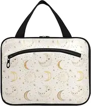 [sanluoli] Retro Boho Moons Suns hanging travel bags for women toiletry with hook, designer accessories medicine bag for adults backpacking maletín para maquillaje, retro boho moons suns