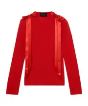 Bow Ribbon Tail Long Sleeve T-Shirt S,XS,L,M red