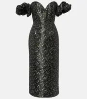 [Markarian] Markarian Adelaide metallic brocade midi dress AU 16 black