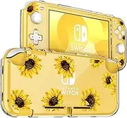 DLseego Sunflower Butterfly Flower Floral Switch Lite Protective Case Clear 2-Piece Split Full Wrap PC Hard Shell Anti-Scratch All-Round Protection Cover for Switch 2019 Model