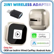 2-in-1 Wired to Wireless CarPlay Adapter /Android Auto Adapter Plug & Play US#