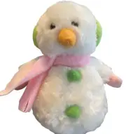 snowman plush Aurora pink green accents NWOT
